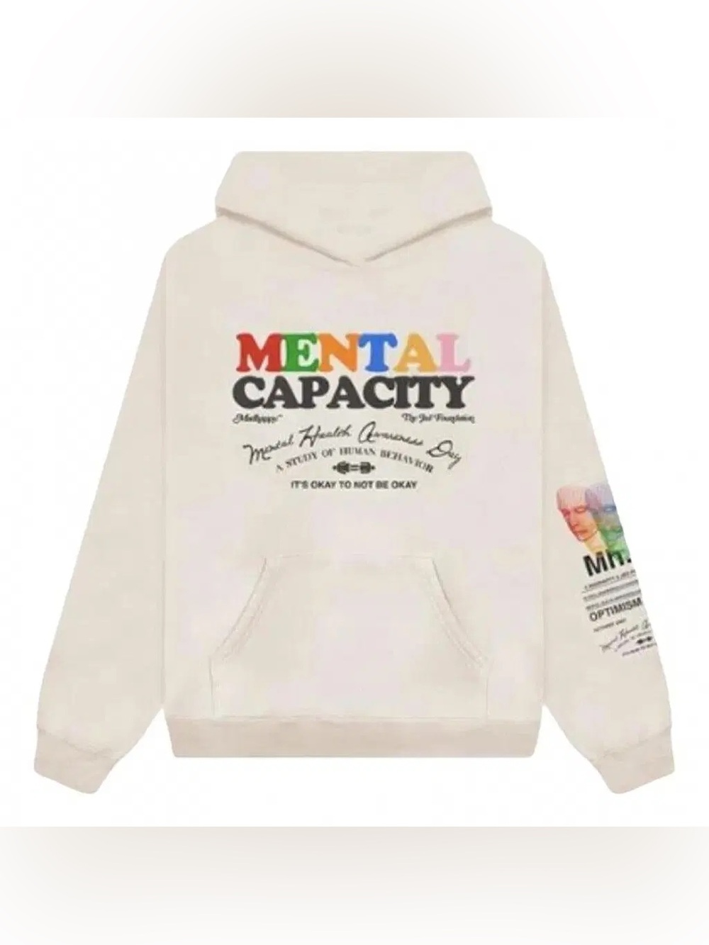 Rare MADHAPPY Jed Foundation Mental Capacity Rainbow Heritage Beige Hoodie XS